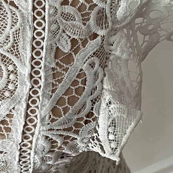 Cocktail Dress Small White Semi Formal Mini Party Classic Boho Lace Bridal - Picture 14 of 16